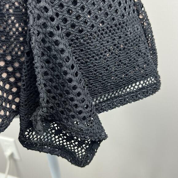 BCBG MaxAzria Vicktoria Black Lace Peplum Hem Top Shirt Size M Short Sleeve - Picture 6 of 14